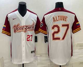 Mens Venezuela #27 Jose Altuve Number 2023 White World Baseball Classic Stitched Jersey->2023 world baseball classic->MLB Jersey